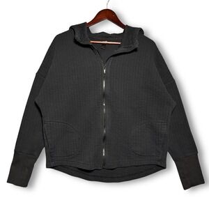 GapFit Jacquard Quilted Full Zip Hoodie Jacket Women's L Black